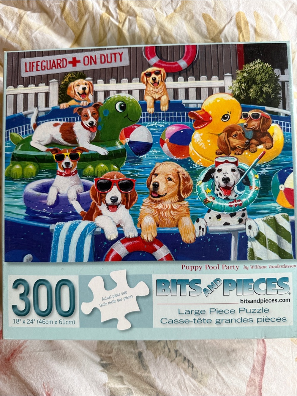Bits and Pieces "Puppy Pool Party" 300-Piece Puzzle - Colorful Dogs